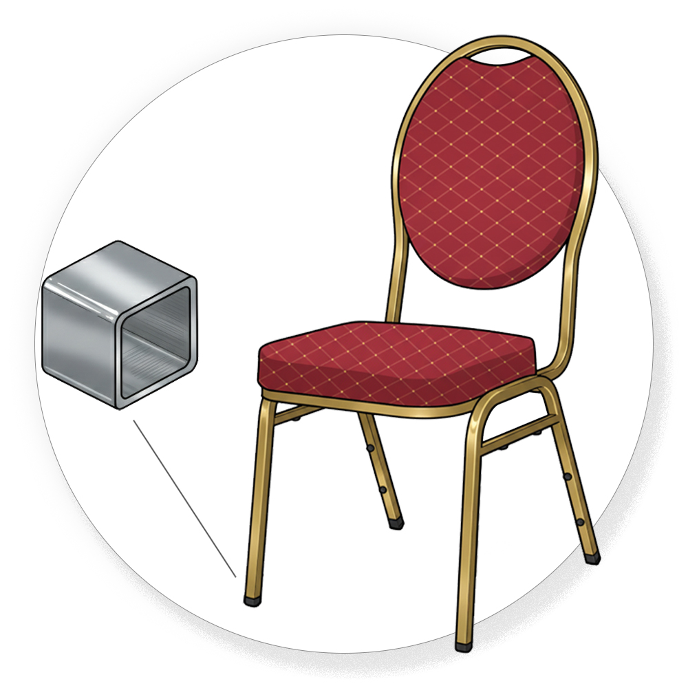 Angled square chair legs